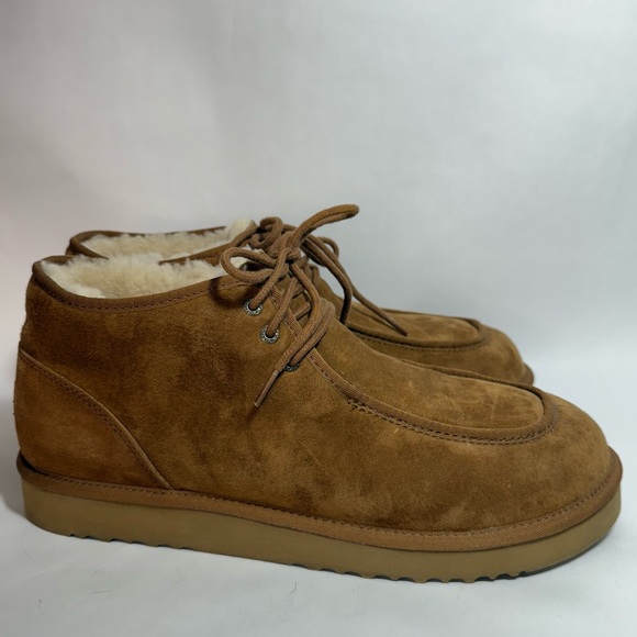 UGG Tan Suede Sheepskin Sherpa Lined Chukka Ankle Boots Size 15 - Picture 1 of 16